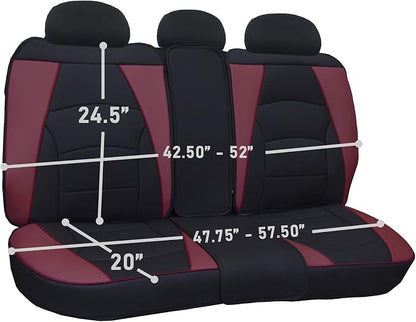 FH Group Ultra Comfort Highest Grade Faux Leather Full Set Cushion Pads Car Seat Covers for Front and Rear– Universal Fit for Cars Trucks & SUVs (Burgundy/Black)