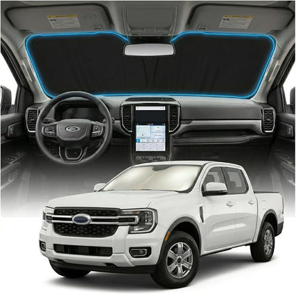 for Ford Ranger Sun Shade Windshield Cover - Custom Fit Ranger Accessories 2019-2025 2026 Sunshade Foldable UV Protection & Heat Shield Sun Visor Accessories