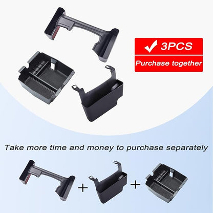 3PCS Center Console Organizer Tray Box Compatible with 2018-2025 Wrangler and 2020-2023 2024 2025 Gladiator Gear Shift Organizer Armrest Accessories Hanging Box（Not for JK/JKU）