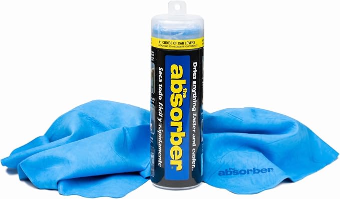 CleanTools the absorber® Large 27-Inch x 17-Inch, Blue - Synthetic Premium Drying Chamois Cloth for Car - Super Absorbent, Scratch-Free and Washable