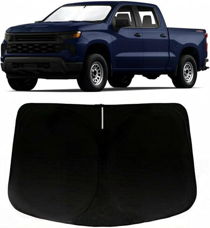 Windshield Sun Shade for Chevy Chevrolet Silverado 1500 2019-2026, Car Front Window Sunshade with 240T Sun Visor Protector Blocks UV Rays Heat Sun Shield Accessories