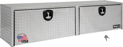 Buyers Products 1701561 Diamond Tread Aluminum Topsider Truck Box with Lockable T Handle Latch, 16x13x96 Inch, Truck Storage and Organizer, Made in the USA, Dual Drop Doors, Compression Latch