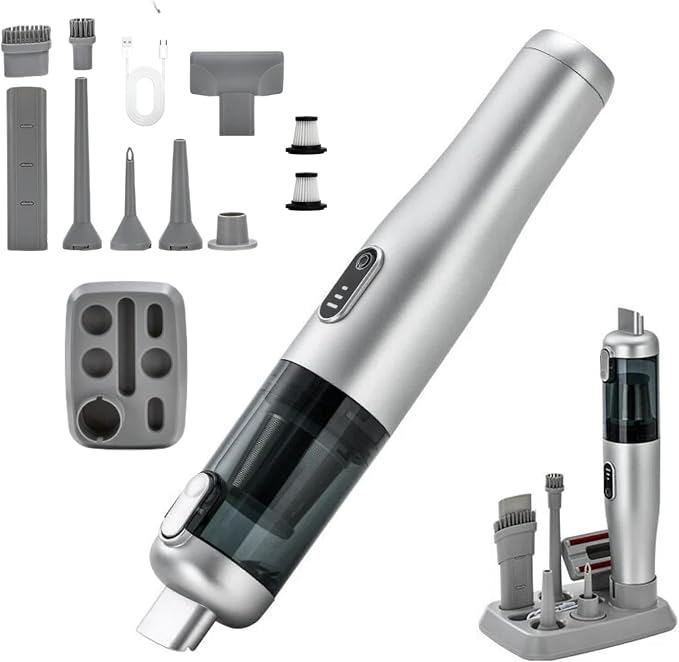 AUTOPALS Cordless Car Portable Vacuum Cleaner, 4 in 1 Suck, Blow, Inflate, Vacuum, 18000-20000Pa High Power, Type-C Charging, Battery Level Display, Multi-Nozzles for Car, Home & Pet Hair, Office