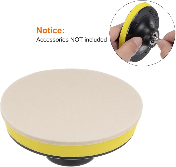 HARFINGTON 20pcs Wool Felt Polishing Pads, 1 Inch Buffing Wheel Polish Pad Flocking Hook & Loop Back for Car Glass Plastic Metal Stone