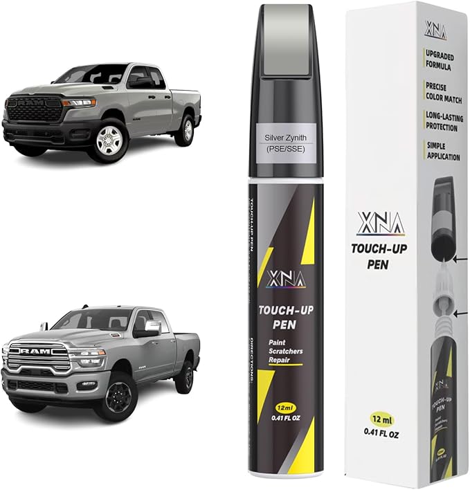 XNA Silver Zynith(PSE/SSE) for Dodge Ram Touch Up Paint, 2 in 1 Car Scratch Remover with Pen Tip and Brush, Exact Color-Matched for Car Paint Scratch Repair, Quick & Easy Fix Chips and Nicks