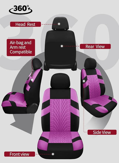VarCozy Car Seat Covers Full Set, Front & Split Rear Bench for Car, Universal Cloth SUV, Sedan, Van, Automotive Interior Covers, Airbag Compatible