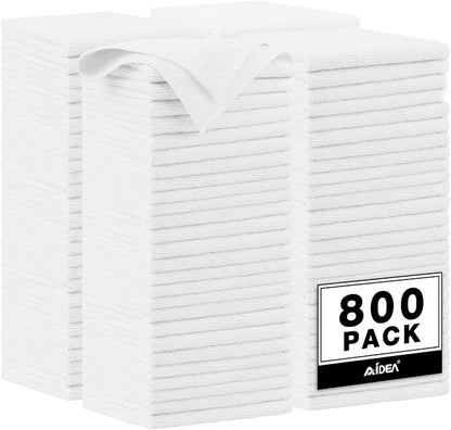 AIDEA Microfiber Cleaning Cloth White, 800PK, Microfiber Towels for Cars, Shop Towels Cleaning Rags, Premium Wash Cloths, Absorbent Towel for SUVs, House, Kitchen, Commercial, Cleaning Supplies 12×12"