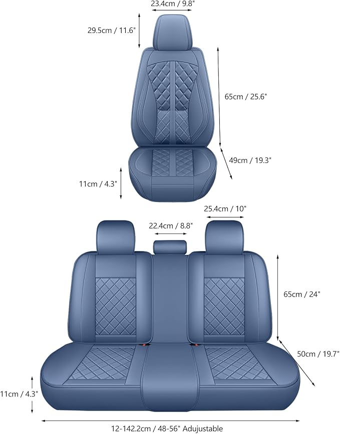 otoez Car Seat Covers Full Set, Blue Leather Seat Cover 5 Seat, Waterproof Automotive Front & Rear Seat Cushion Protector Full Coverage for Most Cars Sedens Trucks SUVs Vans (Blue)