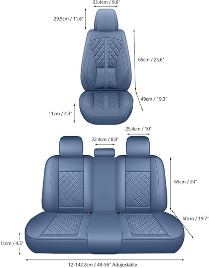 otoez Car Seat Covers Full Set, Blue Leather Seat Cover 5 Seat, Waterproof Automotive Front & Rear Seat Cushion Protector Full Coverage for Most Cars Sedens Trucks SUVs Vans (Blue)