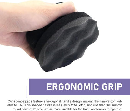 2PCS Tire Shine Applicator Pad, Reusable Foam Car Dressing Applicator Polishing Sponge Pads, Durable Hex-Grip Automotive Detailing Sponge Tool Universal for Most Vehicles