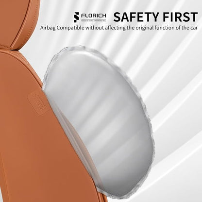 FLORICH Seat Covers, Car Seat Covers Full Set, Luxury Nappa Leather Seat Covers, Breathable and Waterproof Car Seat Protector 5 Seat, Automotive Seat Covers Universal Fit for Most Cars-Brown