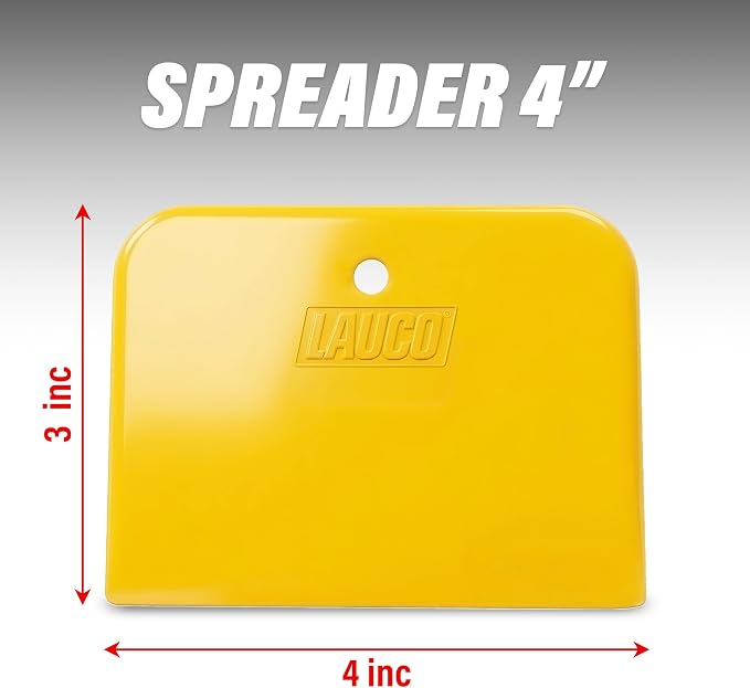 LAUCO Auto Body Filler Spreaders (100 Pieces) - Yellow Reusable Plastic Spreader for Automotive Fillers, Putties, Glazes, Caulks and Paint - Easy Application (100, 4")