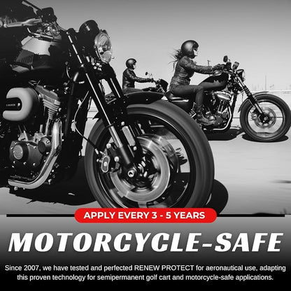 RENEW PROTECT Blak, Lasts Months - Years, Rich Black Tire & Trim Treatment, Mid to High Shine, Floor Mat-RV-Golf Cart, 100% Motorcycle-Safe, Ceramic-Hybrid Protectant, Wash-Proof, 5 min Dry-Seal 8oz