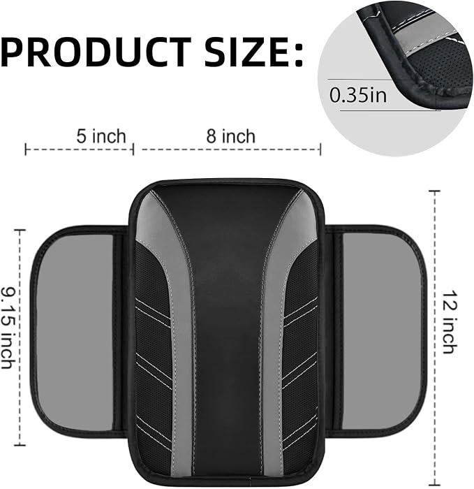 NBTEPEM 10 Pcs Car Floor Mats Full Set & Sport Leather Steering Wheel Cover 14.5-15 inch, Center Console Cover, Seat Belt Cushion, Cup Holder Coaster, Universal Automobile Interior Sets (Grey)