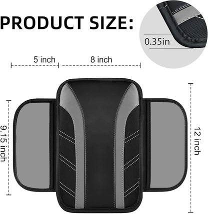 NBTEPEM 10 Pcs Car Floor Mats Full Set & Sport Leather Steering Wheel Cover 14.5-15 inch, Center Console Cover, Seat Belt Cushion, Cup Holder Coaster, Universal Automobile Interior Sets (Grey)