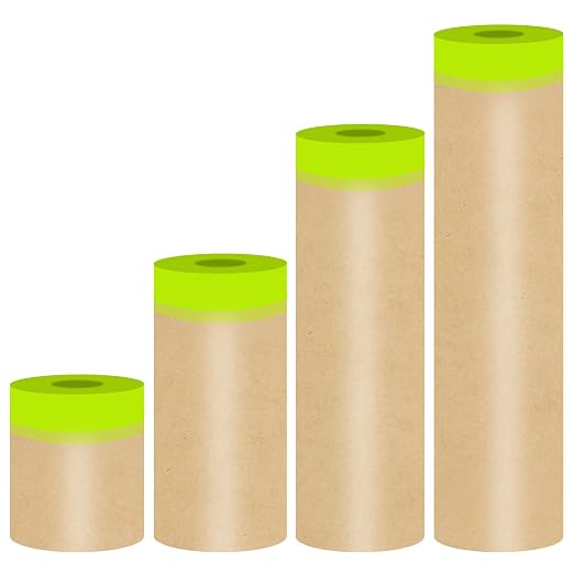 Tape and Drape - Paint Masking Paper, 4 Sizes (6",12",18",24"), 200ft Car & Furniture Protection Covering Paper, Paint Tape, Assorted Masking Paper