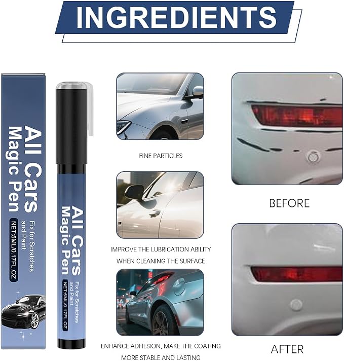 All Cars Magic Pen for Car Scratches, 2 PCS Magic Pen for Car Scratches for All Cars, Scratch Repair Magic Pen for All Types, Simple Quick Fix for Light Scratches and Swirls, Portable Design