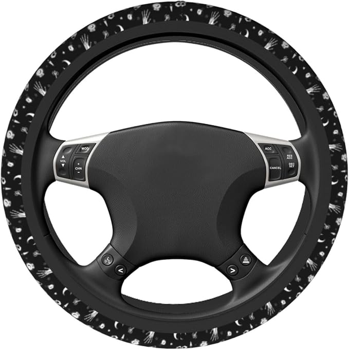 Gothic Steering Wheel Covers Non Slip Neoprene Universal 15 Inch Steering Wheel Protector Car Cover for Men Women