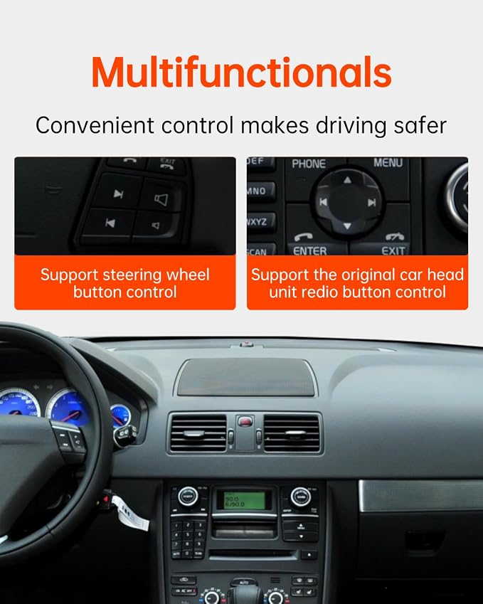 USB Bluetooth 5.3 Car Adapter Compatible for Volvo XC90, XC60, XC40, S60, S80, S90, V90 iPod iPhone Music Interface Connector