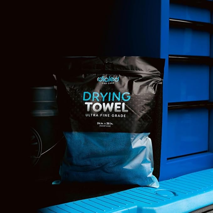 Dialed Drying Towel 1600 GSM, Premium 70/30 Blend Microfiber for Drying Cars, Trucks, SUVs. Professional Grade, Safe for Detailing + Lint Free. 24"" x 36"", Marina Blue, X-Large