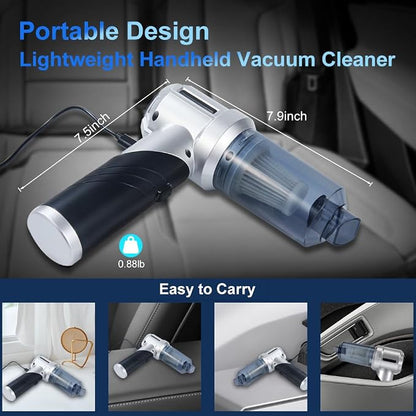 Handheld Foldable Car Vacuum, 4-in-1 18000PA Mini Vacuum Cleaner Portable Cordless, Air Blower, High Power Air Duster with Brushless Motor, for Car, Home, Office, Camping (Black)