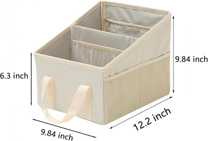 Advanced car seat storage bag is suitable for children and adults. The front and rear seat storage bags are foldable and adjustable. (beige)