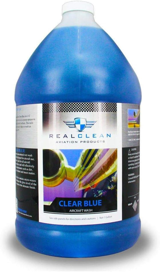 RealClean Aircraft Cleaning Supplies/Clear Blue Aircraft Wash Concentrate- Wet wash concentrate for all aircraft- Created by Professional Aircraft Detailers- 1 Gallon
