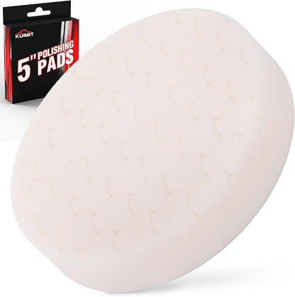 White Polish Pad, Buffing Polishing Pads, 1Pc 5.5 Inch Face for 5 Inch 125mm Backing Plate Compound Buffing Sponge Pads for Car Buffer Polisher Compounding, Polishing and Waxing