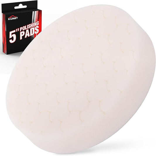 White Polish Pad, Buffing Polishing Pads, 1Pc 5.5 Inch Face for 5 Inch 125mm Backing Plate Compound Buffing Sponge Pads for Car Buffer Polisher Compounding, Polishing and Waxing
