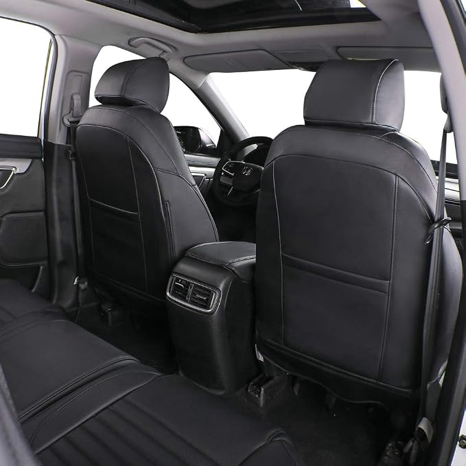 EKR CRV Car Seat Covers Custom Fit for Honda CRV 2012 2013 2014 (Not for LX) Leather Truck Seat Cover for SUV Full Set,Waterproof Car Seat Cushion, Faux Leather (Black)