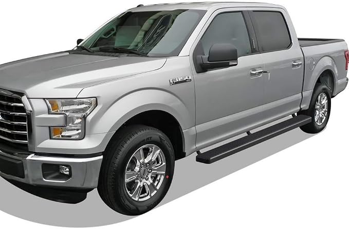 APS 6in Stainless Steel Black Running Boards Compatible with Ford F150 2015-2026 SuperCrew Cab & F150 Lightning 2022-2026 & F-250 F-350 Super Duty 2017-2026 Crew Cab (Nerf Bars Side Steps)