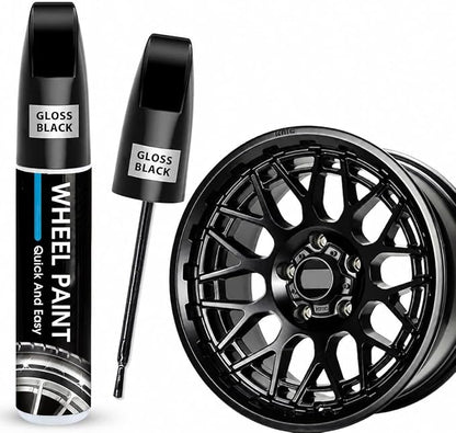 Gloss Black Rim Touch Up Paint - Wheel Scratch Repair Kit for Curb Rash & Scratches, Quick and Easy Rim Paint for Wheel Repair, Universal Gloss Black