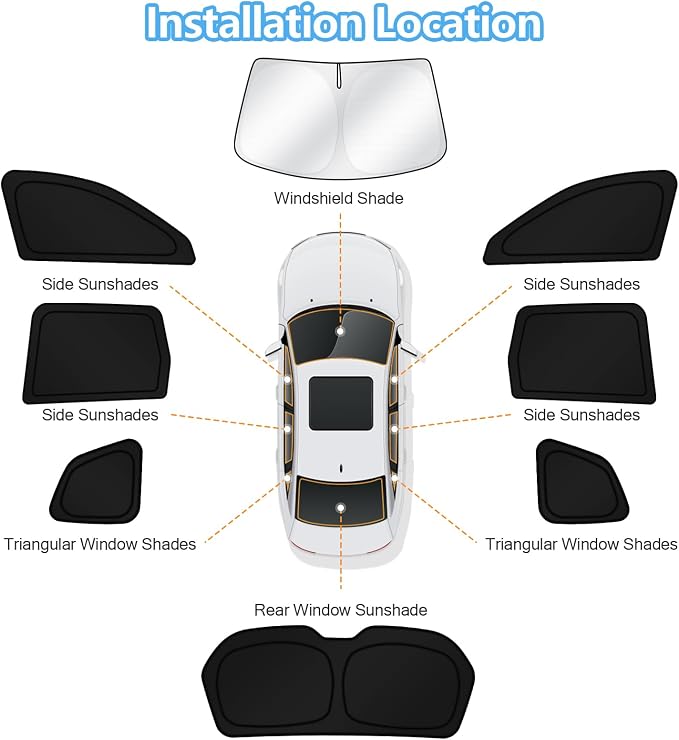 KUST Car Window Shades for Subaru Forester 2014-2017 2018 Windshield Sun Shade Side Window Cover UV Block Privacy Protection Accessories for Camping Blackout Rear Back Full Set 8PCS