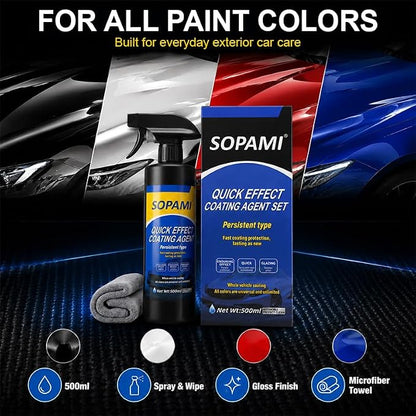 Sopami Car Coating Spray,Multi‑Purpose Quick Coating Spray | High Gloss Shine, Auto Body Wax Scraping and Polishing Waterless Wash, Wheels & Interior Surfaces (1 pcs)
