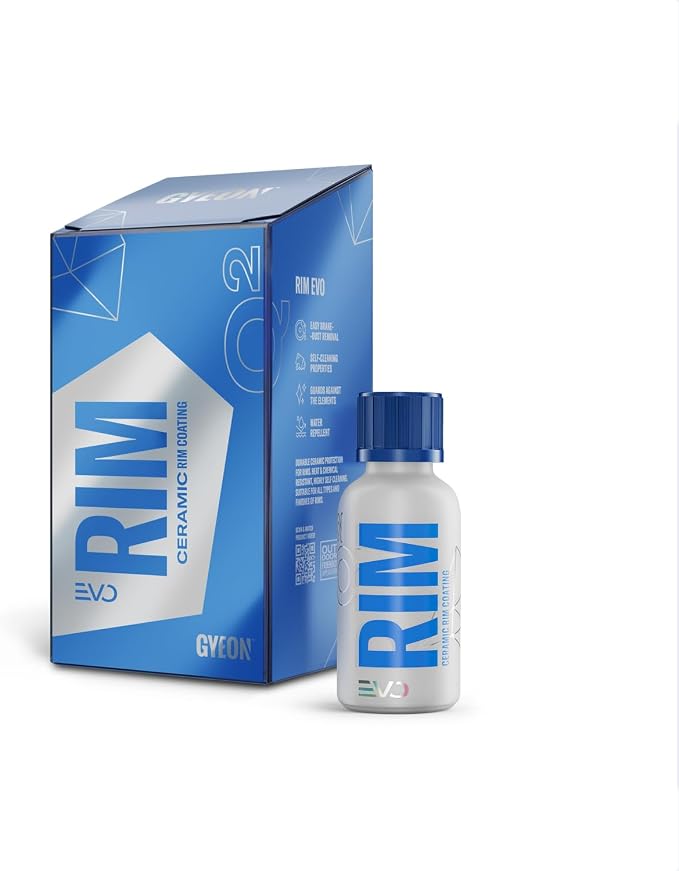 Gyeon Rim EVO Ceramic Wheel Coating Kit Brake Dust Repellent High‑Heat Resistant Hydrophobic Wheel Protectant Satin Finish Self‑Cleaning Ceramic Protection for Alloy Painted Rims