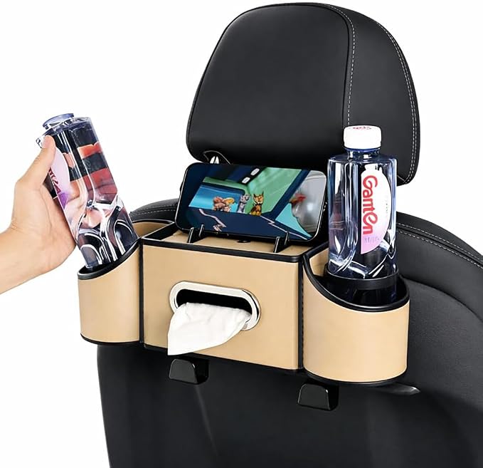 4-in-1 car organizer back seat, Multi-Pocket backseat car cup holder, Universal back seat cup holders for cars, car organization, for Travel & Daily Use (METER)