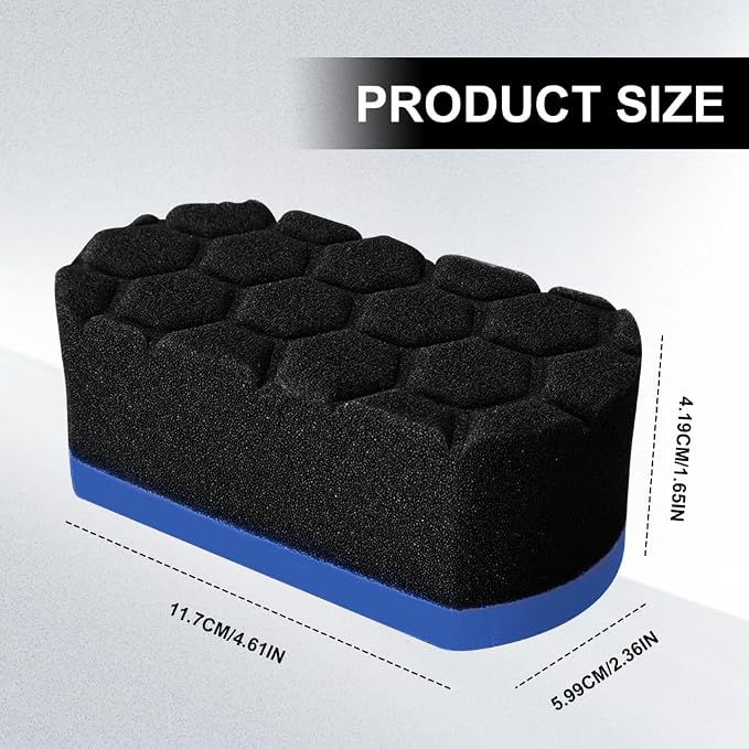 2PCS Tire Waxing Applicator Pad, Sponge Pad, Easy Grip Hex Logic Tire Shine Dressing Applicator Sponge, Car Durable and Reusable Cleaning Foam Sponges for Wheel Tire Polishing (Blue)