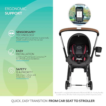Evenflo Shyft DualRide Preemie and Infant Car Seat Stroller Combo 3-30lbs with Carryall Storage (Sylva Pink)