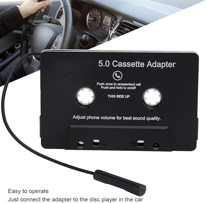 Car Audio Bluetooth 5.0 Cassette Receiver, Cassette Bluetooth Adapter for Car Tape Player, Wireless Cassette Aux Adapter with Hands-Free Calling, Universal Compatibility for Smartphones, Tablets