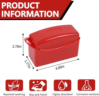 2PCS Tire Dressing Applicator, Car Tire Applicator Dressing Shine Sponge, Reusable Tire Dressing Applicator Pads with Lid, Wheel Applicator Foam for Car Detailing Cleaning (Red)