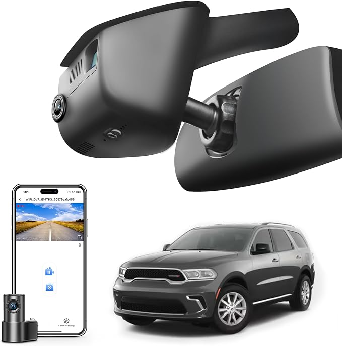 Mangoal Front 4K & Rear 1080P Dash Cam Custom Fit for Dodge Durango 2016-2026 (Model B), GT R/T SRT SXT,Integrated OEM Look, UHD 2160P, WiFi & App,GPS, 128GB Card