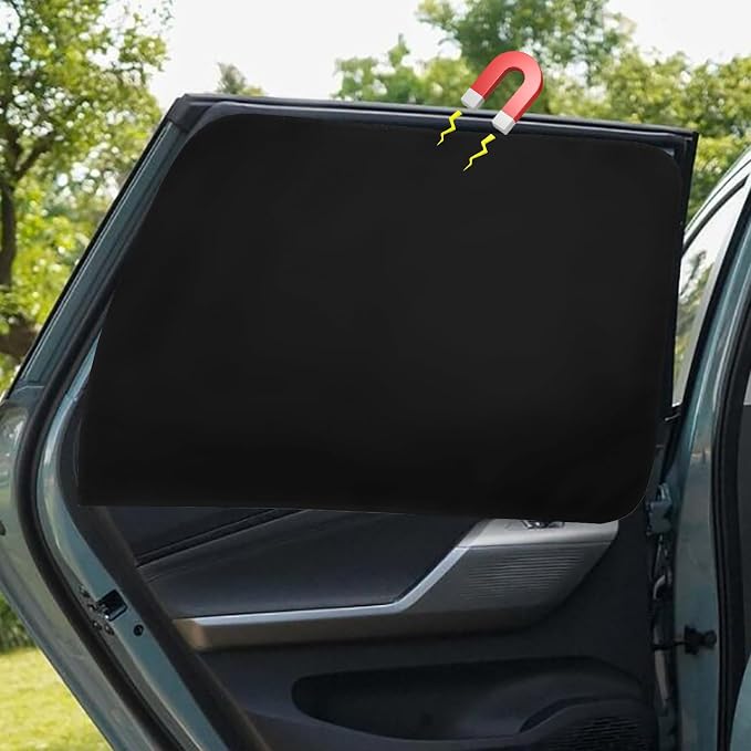 Ovege Car Window Shades Magnetic Suedette - Back Seat 2pcs Privacy Curtain UV Protection