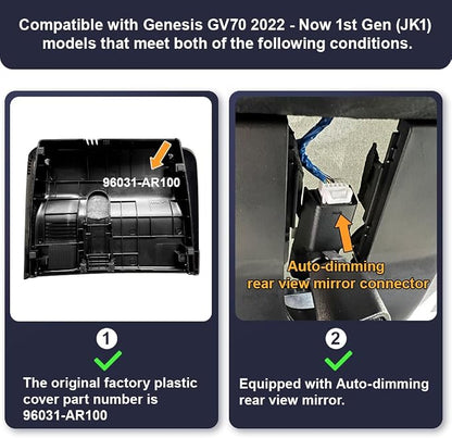Fitcamx Front 4K+Rear 1080P Dash Cam Adapts for Genesis GV70 2022-2026 (Part No#AR100), OEM Factory Look, Dual HD Video, Built-in WiFi & APP, Loop Recording, G-Sensor, Easy to Set, 128GB Card