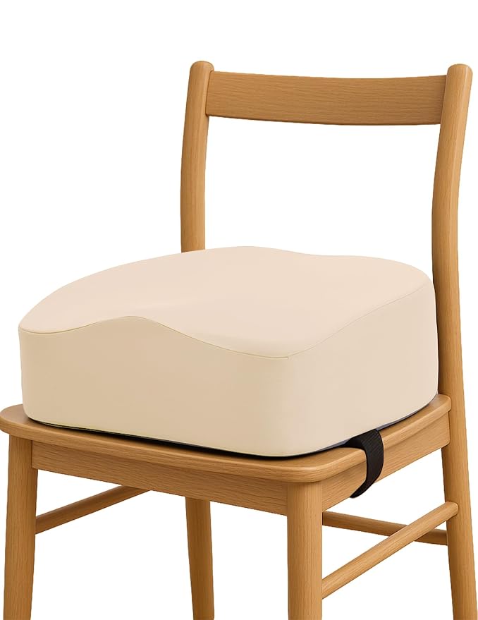 Babelio ErgoUp Booster Seat for Kitchen Chair, Promote Proper Upright Posture, Toddler Booster Seat for Dining Table, Removable & Washable Cover, Suitable for 18 Months to 5 Years, Beige