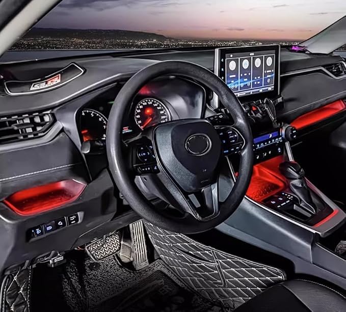 HIGH FLYING 2019-2025 for Toyota RAV4 Center Console Dashboard LED Light Strip with On+Off Switch 3pcs Car Interior Accessories (Red)