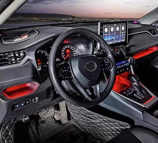 HIGH FLYING 2019-2025 for Toyota RAV4 Center Console Dashboard LED Light Strip with On+Off Switch 3pcs Car Interior Accessories (Red)