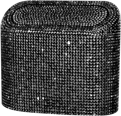 Bling Rhinestone Car Trash Can, Black, Swing-Lid