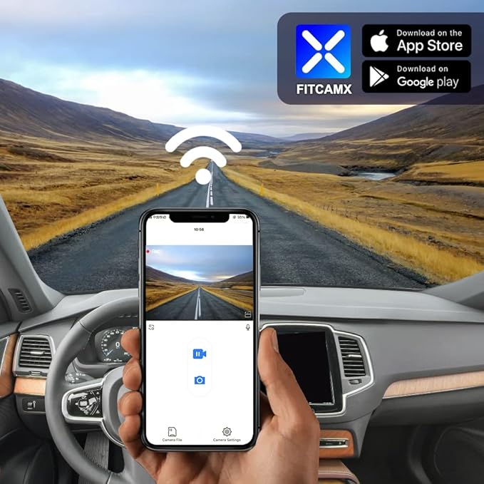 Fitcamx 4K Dash Cam Suitable for Volvo XC90 2016-2022 T5 T6 T8 (Model A), Integrated OEM Style, UHD 2160P Video, Built-in WiF&APP, Loop Recording, G-Sensor, Easy to Install, 64GB Card
