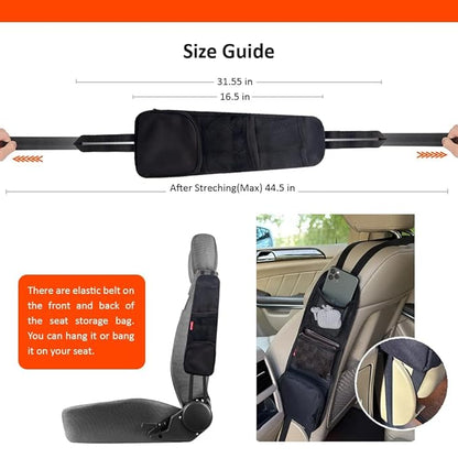 Car Seat Side Organizer, Auto Seat Storage Hanging Bag, Phones, Drink, Stuff Holder with Mesh Pocket for Cars, SUV & Truck