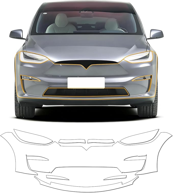 for Tesla Model X 2022-2025 TPU Anti-Scratch Car Paint Protection Film,Precut Front Bumper 8.5Mil Clear Self-Adhesive Invisible Waterproof PPF Film,for Tesla External Protective Accessories
